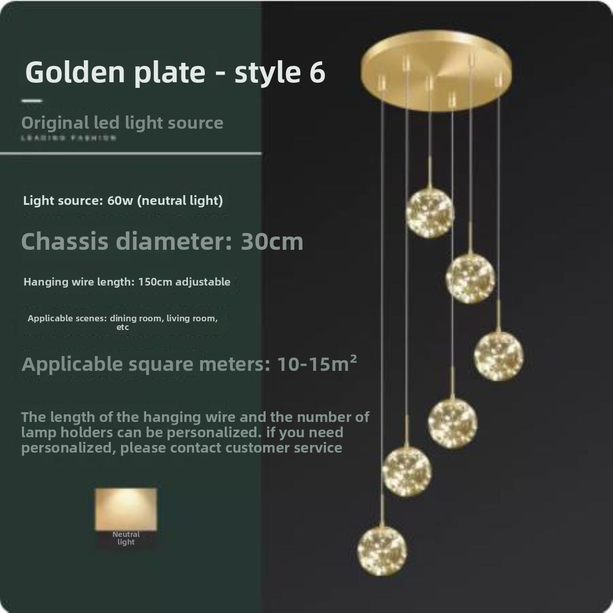 Modern LED Gypsophila Staircase Chandelier