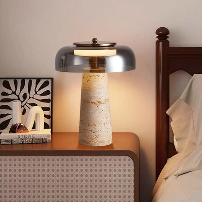 Travertine Stone Table Lamp | Nordic Minimalist Adjustable Lighting | Bedroom