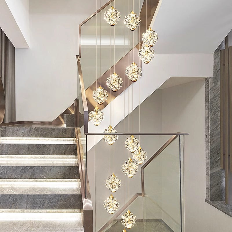 Loft-style high-ceiling living room chandelier