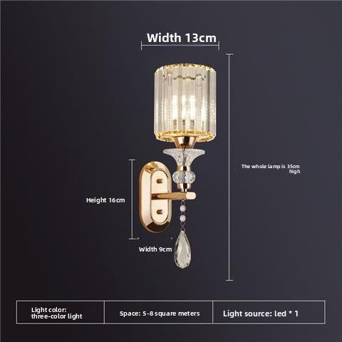 Bedroom bedside lamp eye-care crystal wall light