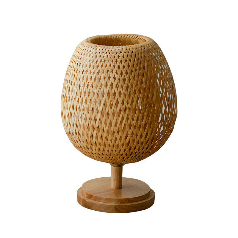 Bamboo Table Lamp | Natural Wicker Bedside Light | Boho Living Room Bedroom Décor