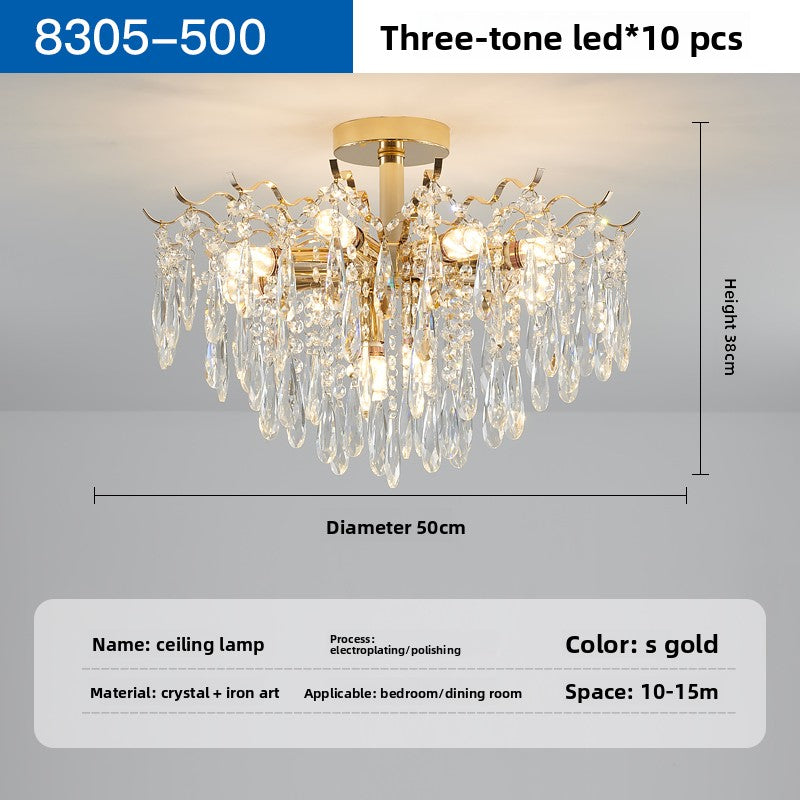 Crystal LED Ceiling Chandelier | Luxury Dimmable Flush Mount | Living Room Bedroom