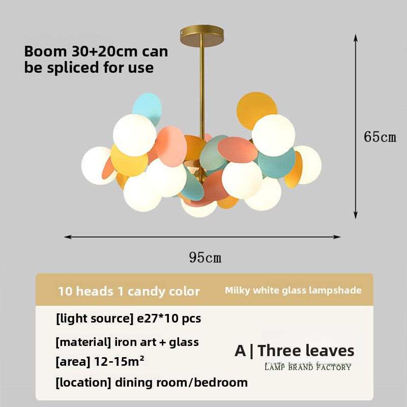 Modern Flower Branch Chandelier | Cream & Matcha Green Pendant Light | Living Room Dining Room