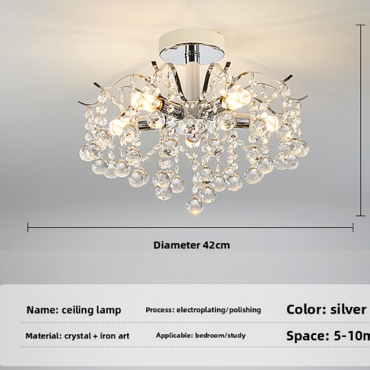 Crystal LED Ceiling Chandelier | Luxury Dimmable Flush Mount | Living Room Bedroom