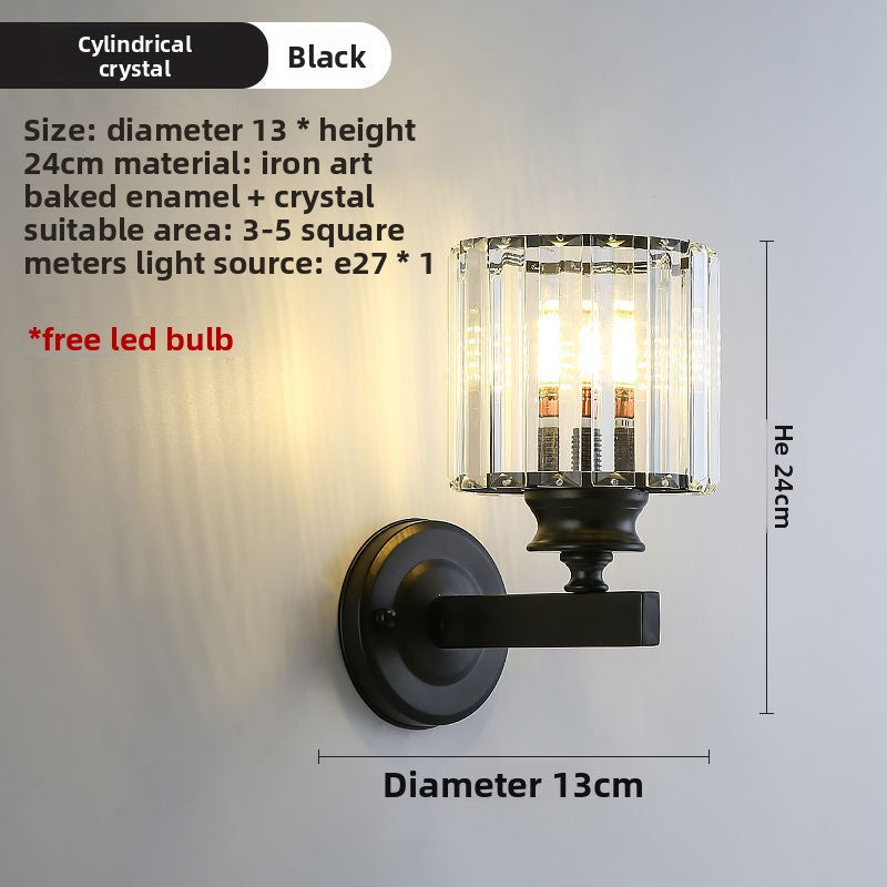 Bedroom bedside lamp eye-care crystal wall light