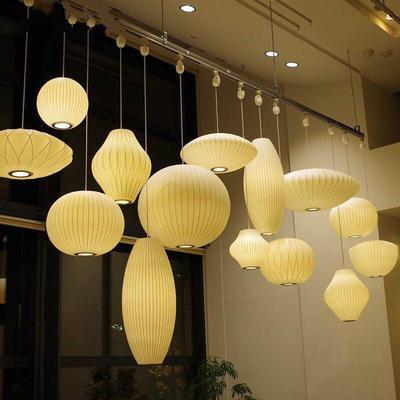 Fabric Pendant Chandelier | Soft Textile Shade Ceiling Light | Dining Room Bedroom