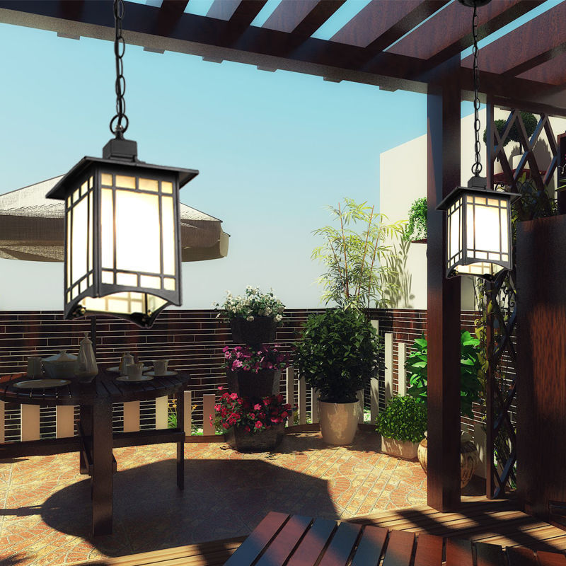Chinese Lantern Outdoor Pendant Light | Decorative Garden Hanging Lamp | Patio Courtyard