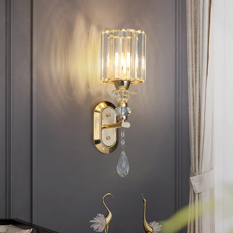 Bedroom bedside lamp eye-care crystal wall light