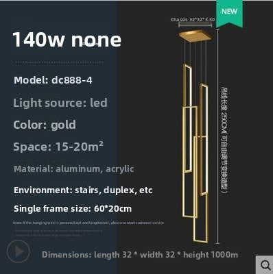 Modern Rectangular LED Chandelier | Dual-Purpose Pendant & Ceiling Flush Mount | Dining Room