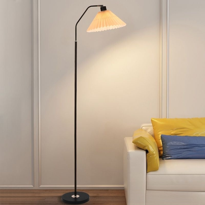 Vintage Pleated Floor Lamp | Nordic Standing Light | Living Room Bedroom Reading Corner