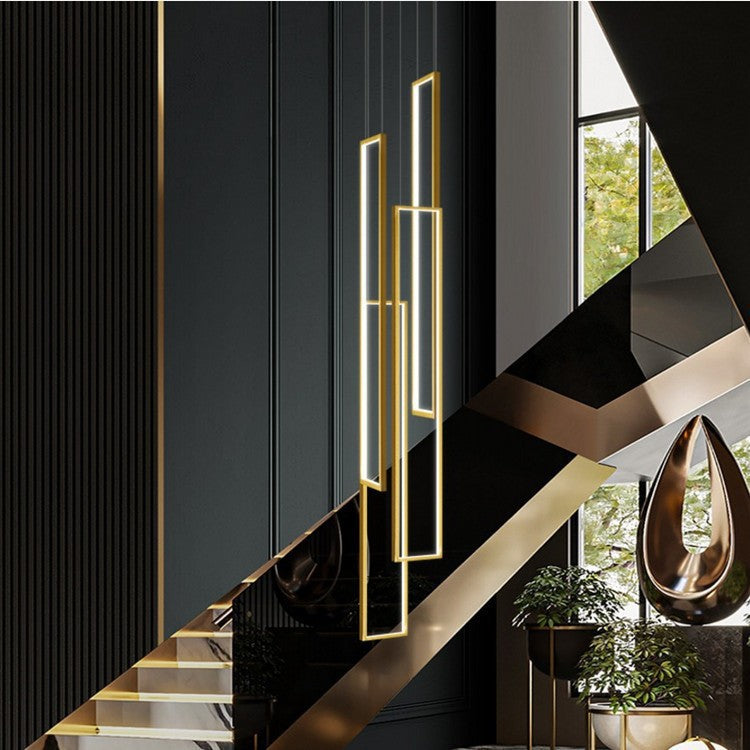 Modern Rectangular LED Chandelier | Dual-Purpose Pendant & Ceiling Flush Mount | Dining Room