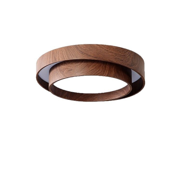 Walnut LED Ceiling Lamp | Full Spectrum Dimmable Flush Mount | Bedroom Living Room