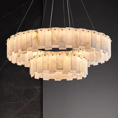 Modern Copper Marble Chandelier with LED Lighting