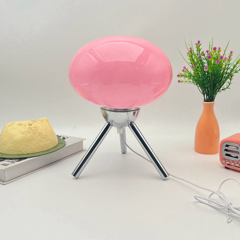 Vintage Pleated Glass Table Lamp USB Bedside Lighting