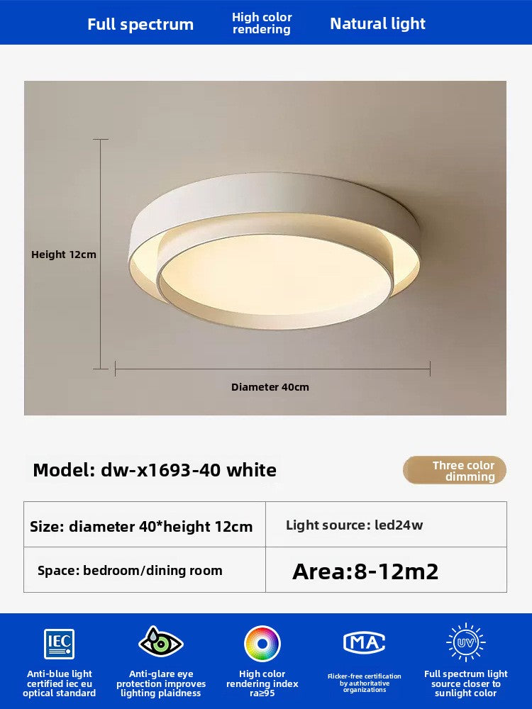 Walnut LED Ceiling Lamp | Full Spectrum Dimmable Flush Mount | Bedroom Living Room
