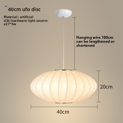 Fabric Pendant Chandelier | Soft Textile Shade Ceiling Light | Dining Room Bedroom