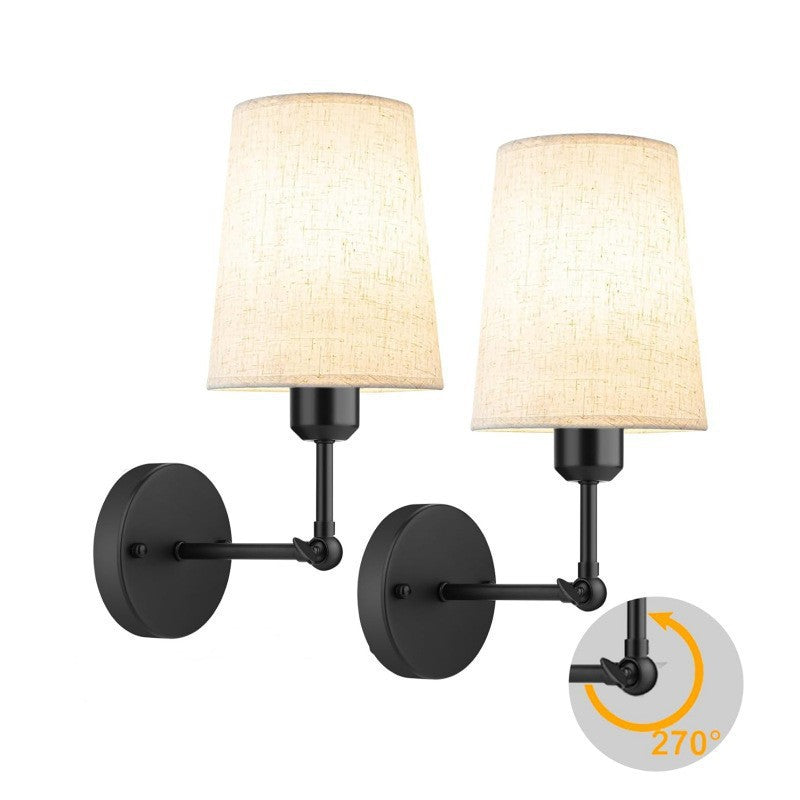 Wireless Battery-Powered Wall Lamp | Fabric Shade Cordless Sconce | Bedroom Hallway Night Light