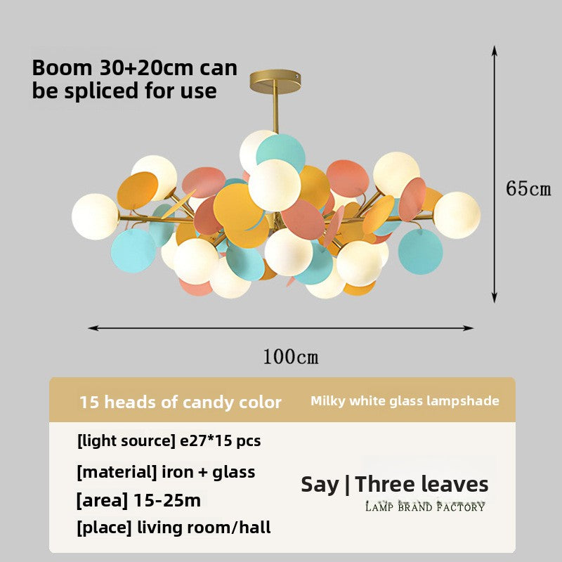 Modern Flower Branch Chandelier | Cream & Matcha Green Pendant Light | Living Room Dining Room