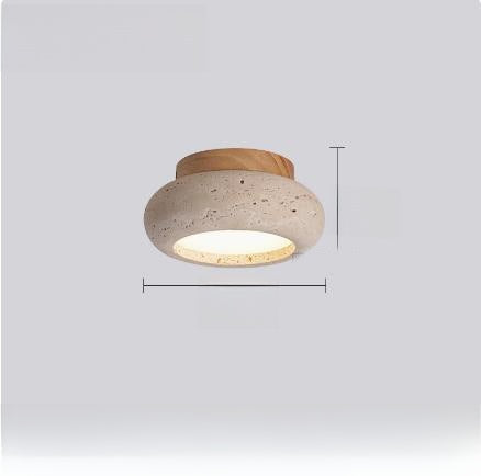 Natural Stone LED Ceiling Lamp | Travertine Texture Flush Mount | Modern Bedroom Living Room