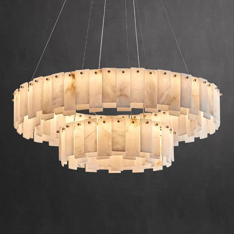 Modern Copper Marble Chandelier with LED Lighting