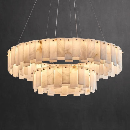 Modern Copper Marble Chandelier with LED Lighting