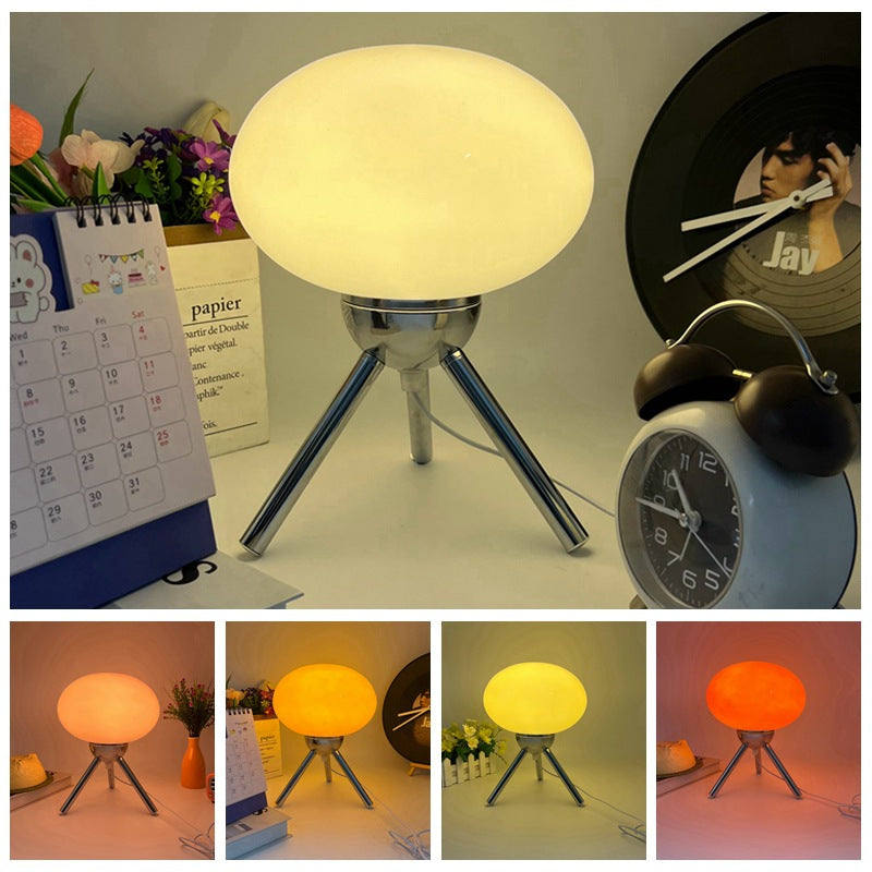 Vintage Pleated Glass Table Lamp USB Bedside Lighting