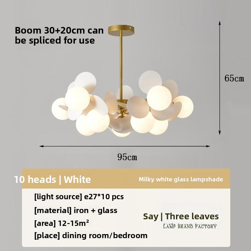 Modern Flower Branch Chandelier | Cream & Matcha Green Pendant Light | Living Room Dining Room