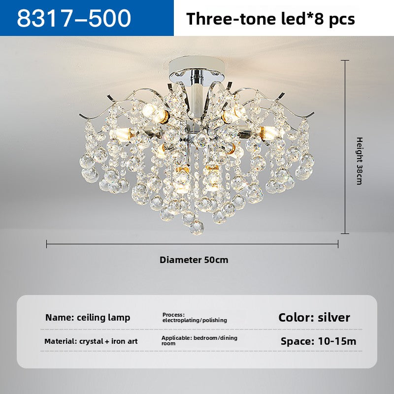 Crystal LED Ceiling Chandelier | Luxury Dimmable Flush Mount | Living Room Bedroom