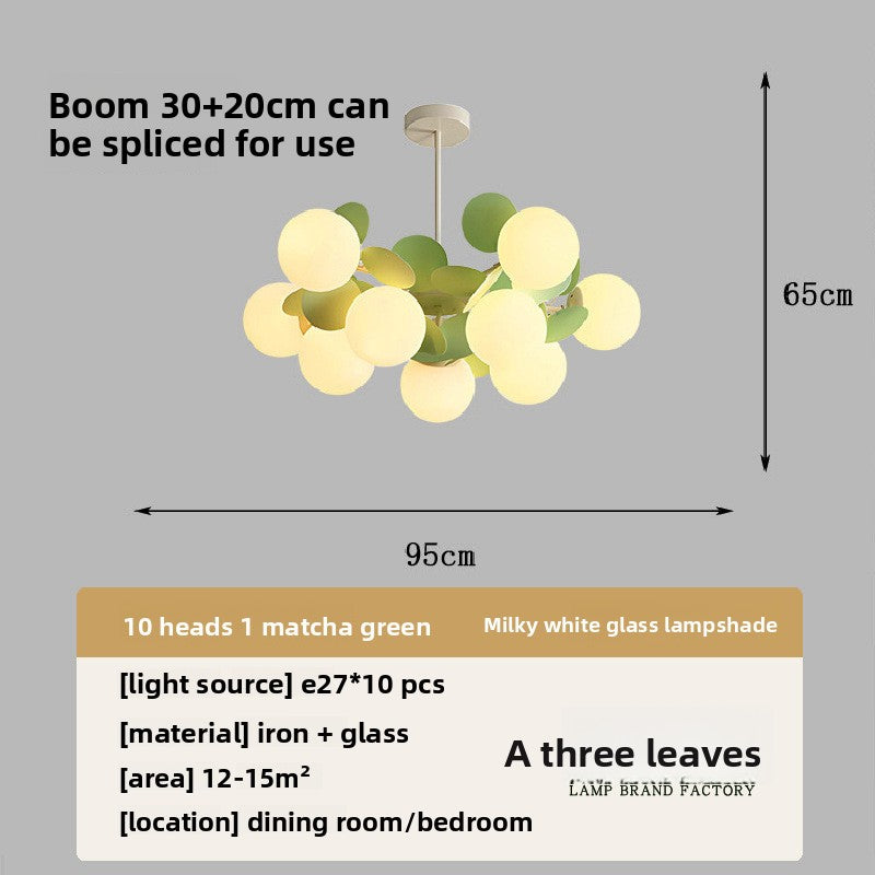 Modern Flower Branch Chandelier | Cream & Matcha Green Pendant Light | Living Room Dining Room