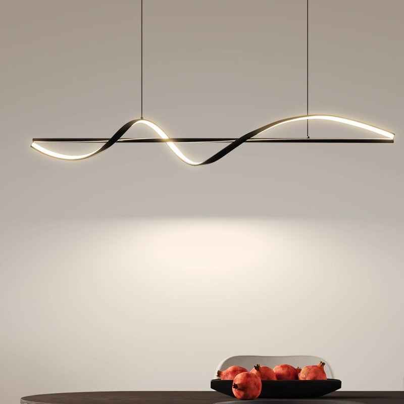 Adjustable Height Modern LED Chandelier | Dining Room Pendant Fixture | Multiple Heads