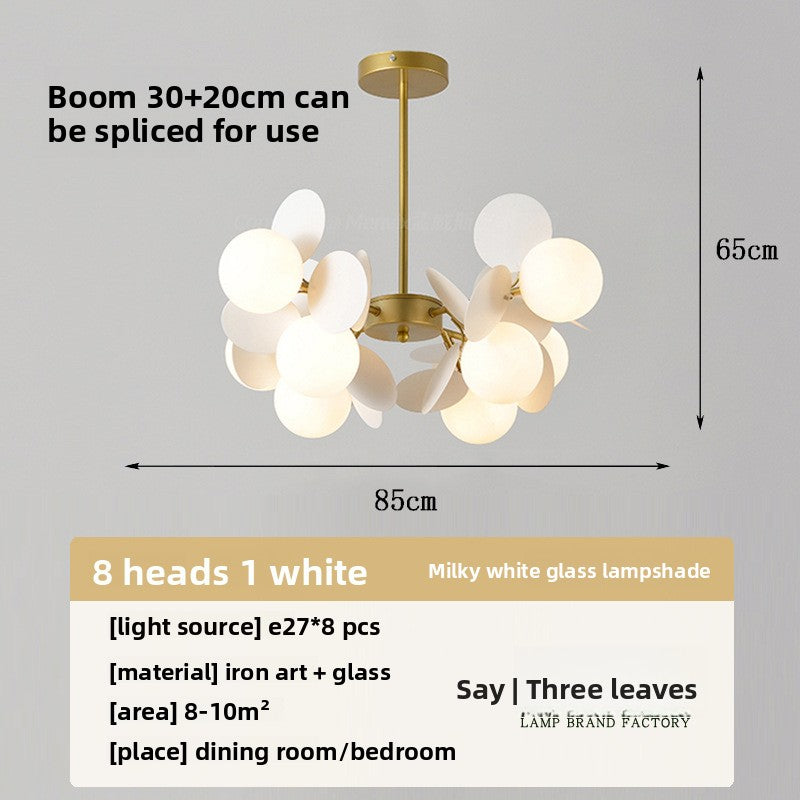 Modern Flower Branch Chandelier | Cream & Matcha Green Pendant Light | Living Room Dining Room