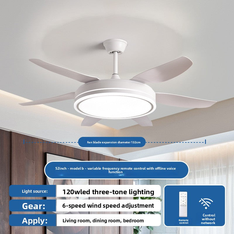 Smart Ceiling Fan Light with Voice & Remote Control | Integrated LED | Modern Living Room Bedroom