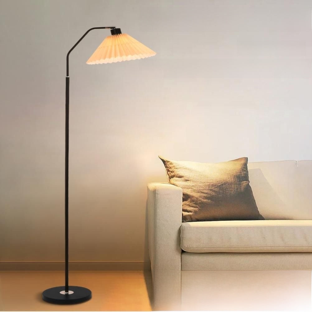 Vintage Pleated Floor Lamp | Nordic Standing Light | Living Room Bedroom Reading Corner