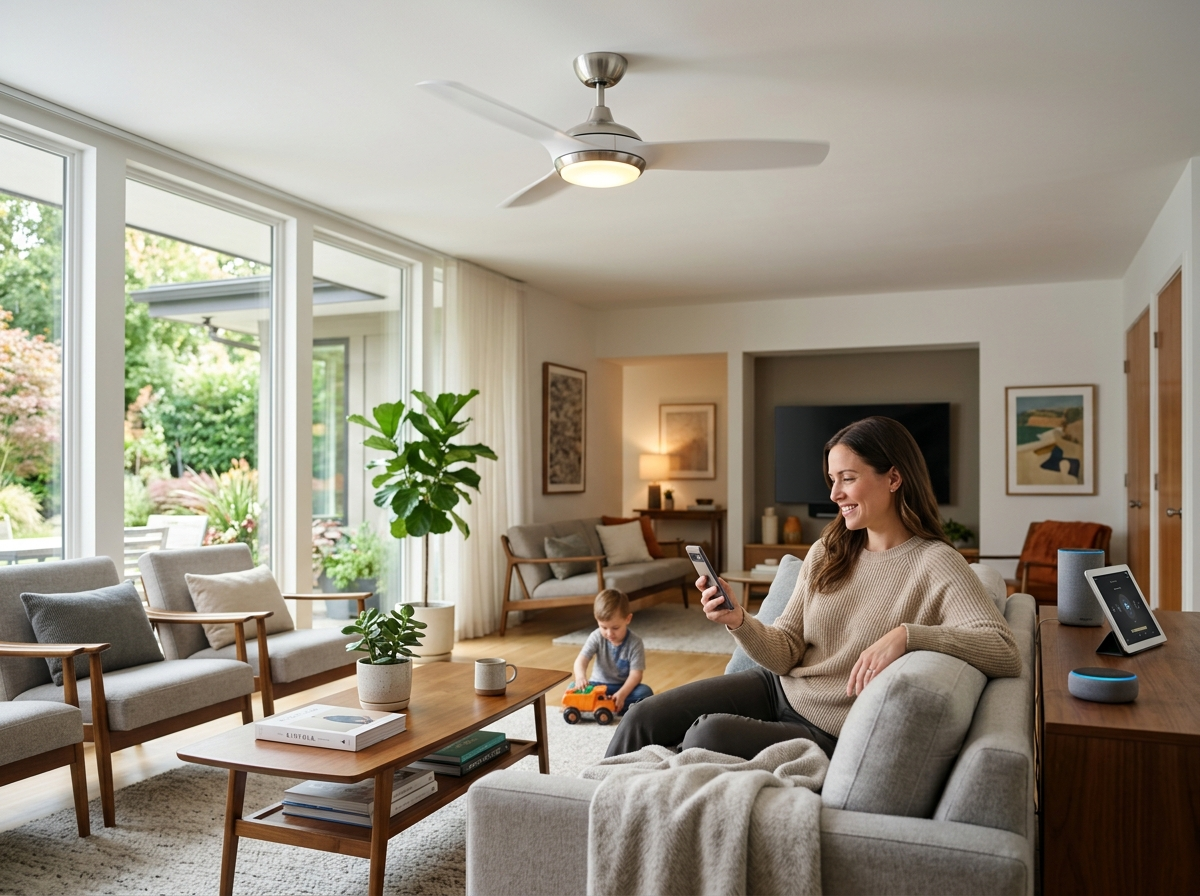 Smart Ceiling Fan Light with Voice & Remote Control | Integrated LED | Modern Living Room Bedroom