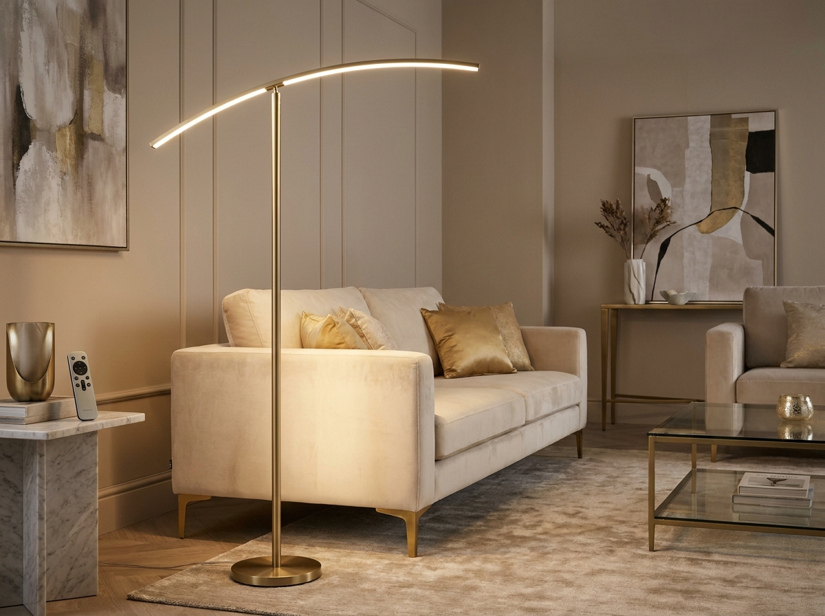 Modern LED Floor Lamp with Remote Dimming | Slim Standing Light | Reading Lamp Living Room