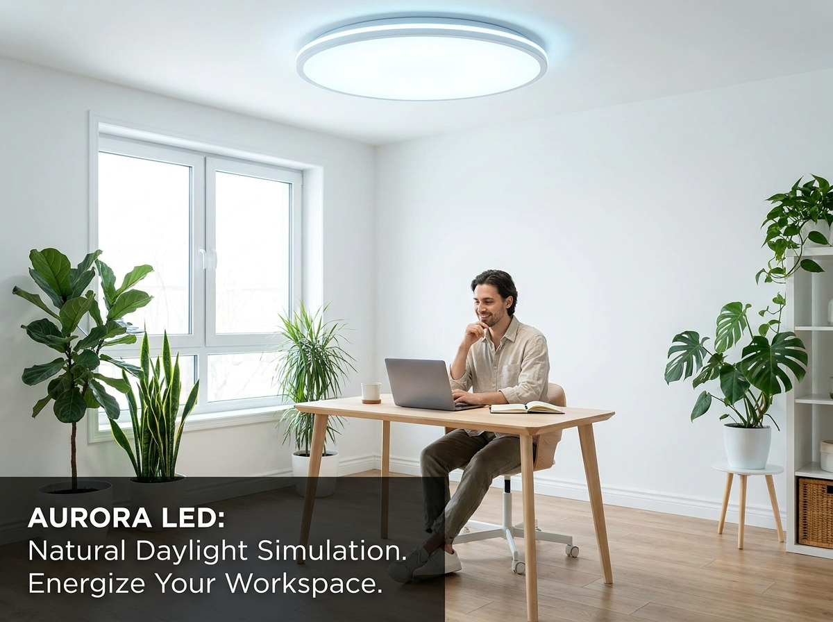 Modern Full Spectrum LED Ceiling Lamp | Double Yarn Cloth Shade | Eye-Care Bedroom Living Room