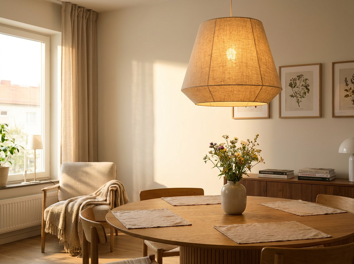 French Cream Fabric Pendant Lamp | Elegant Chandelier for Dining & Living Room | Soft Textile Shade