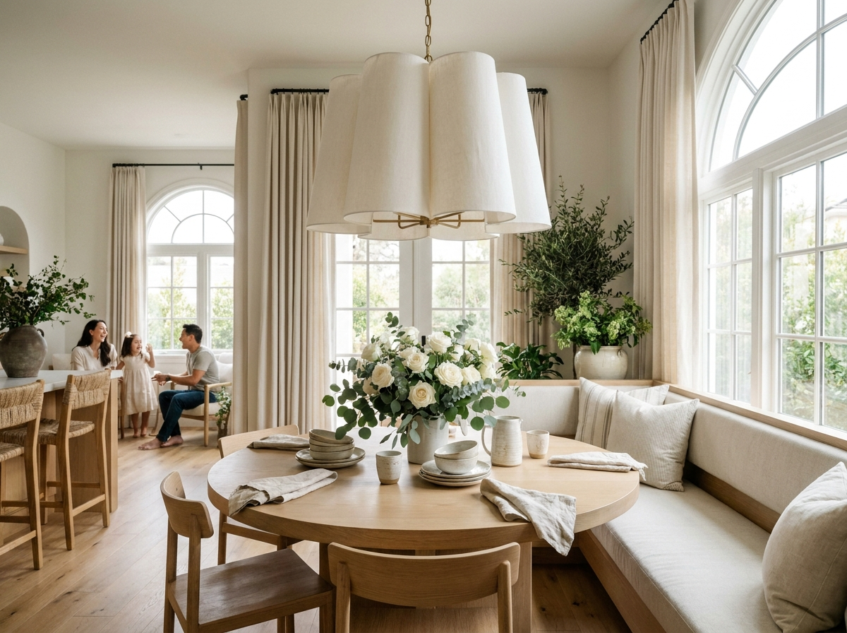 Wabi-Sabi Fabric Chandelier | Rustic Linen Pendant Light for Dining Room & Living Room