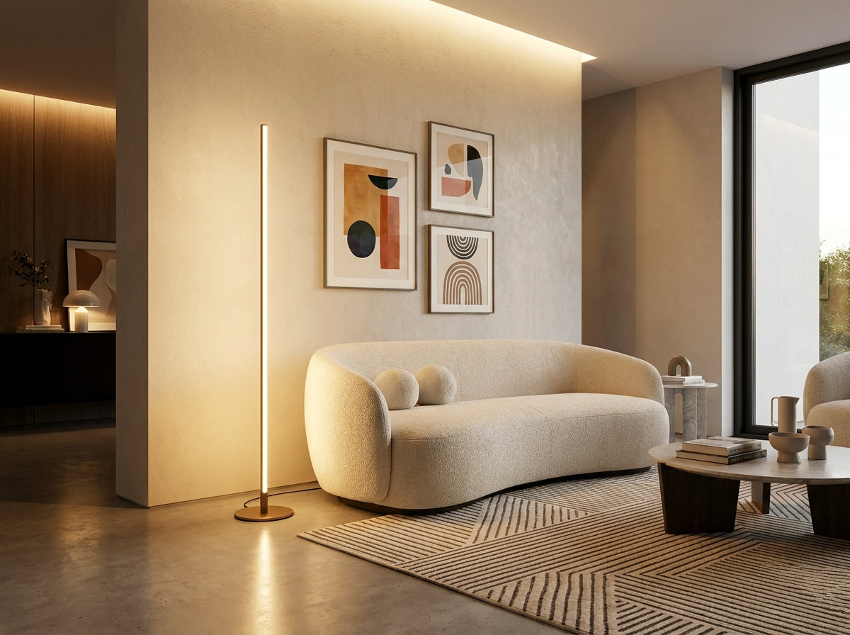 Scandinavian LED Floor Lamp | Eye-Care Standing Light | Minimalist Reading Lamp for Living Room