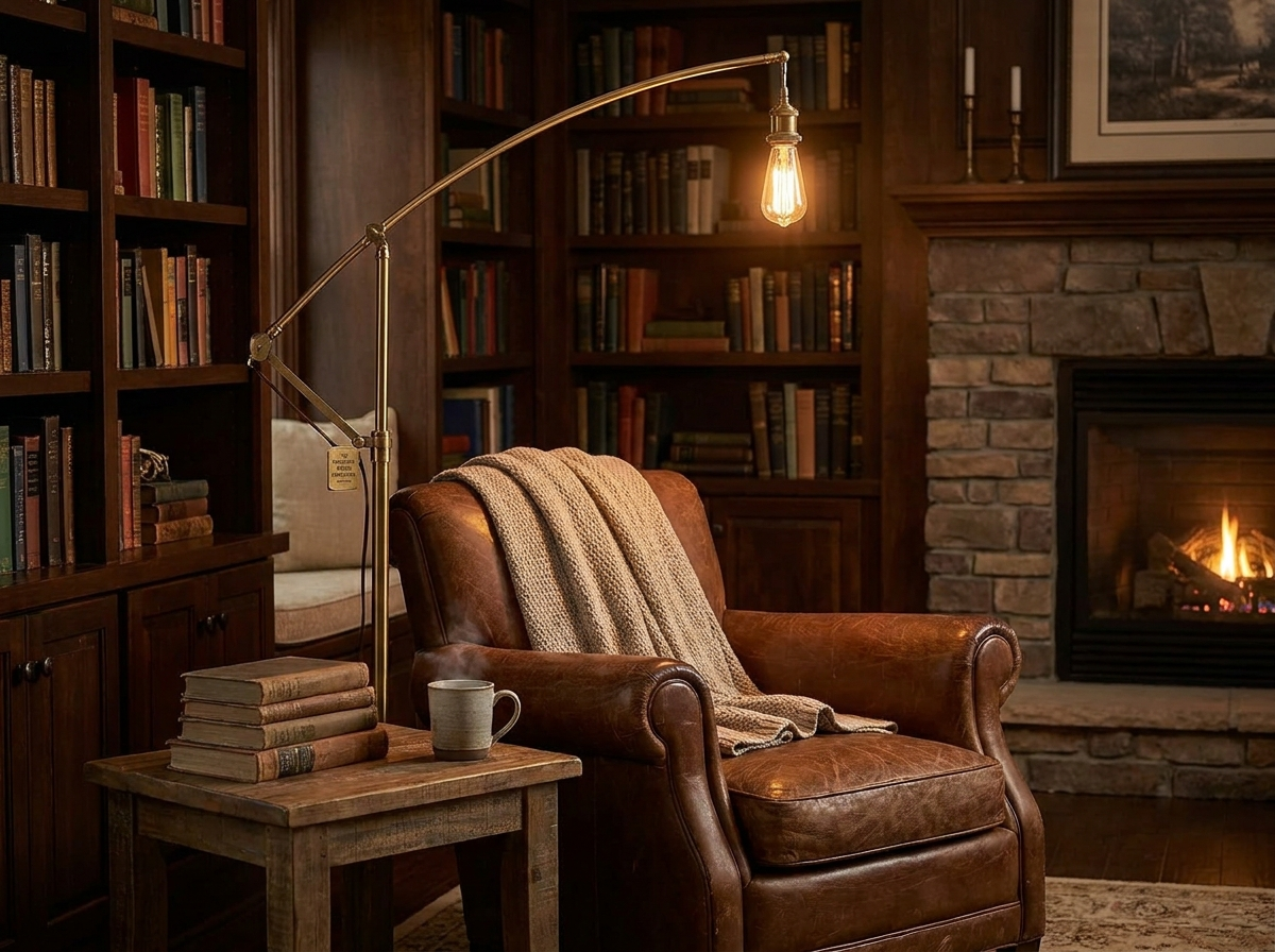 Foldable Retro Long Boom Floor Lamp | 360° Adjustable Arm | Telescopic Reading & Desk Lamp