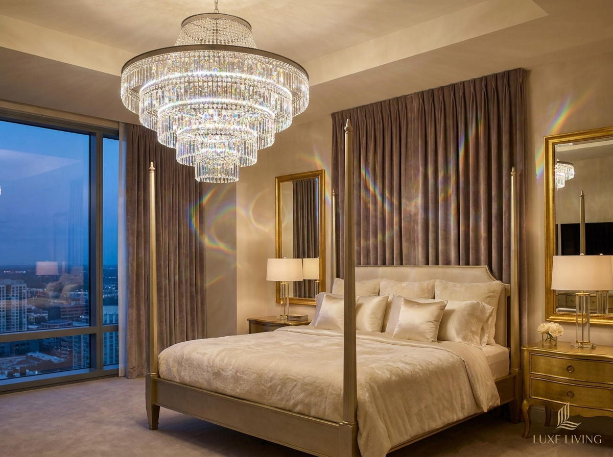 Diamond Crystal LED Chandelier | Modern Minimalist Luxury Ceiling Light | Living Room Bedroom