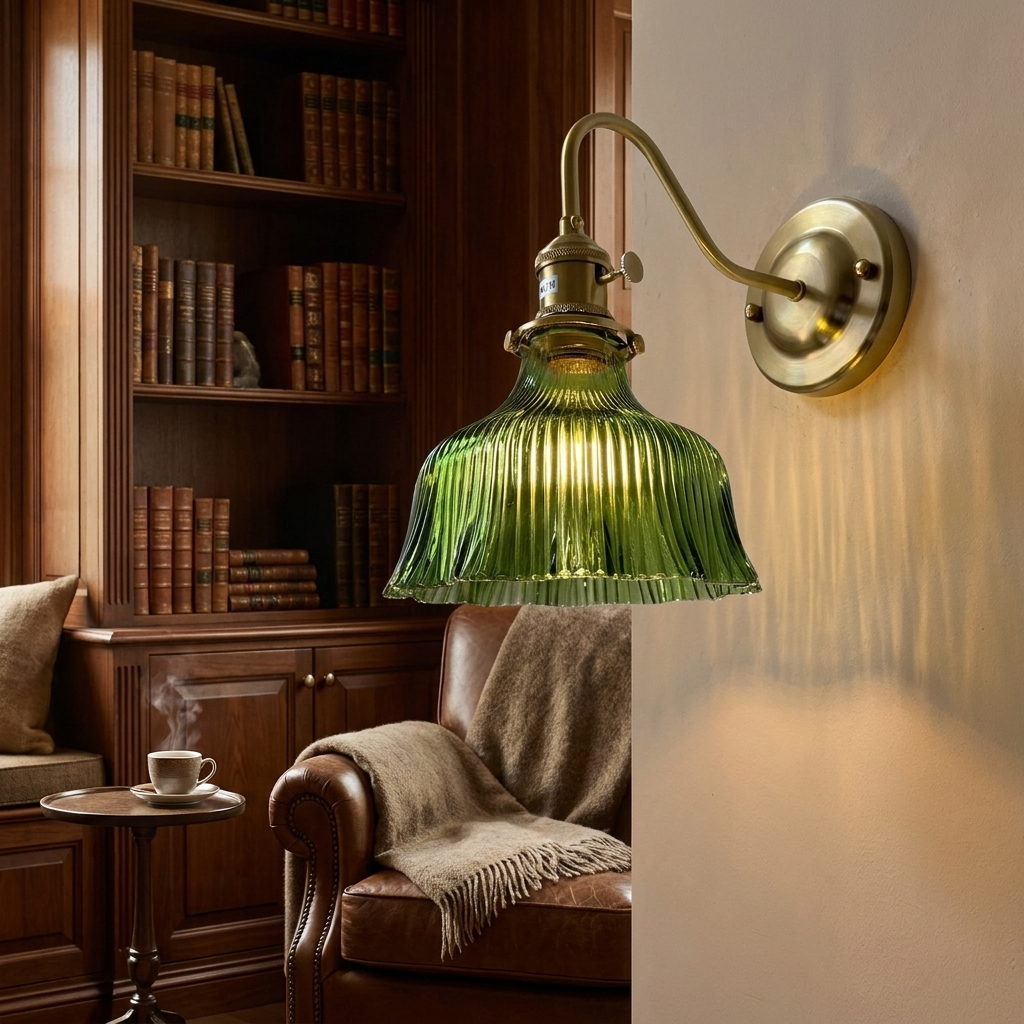 Brass Green Glass Wall Lamp lifestyle image