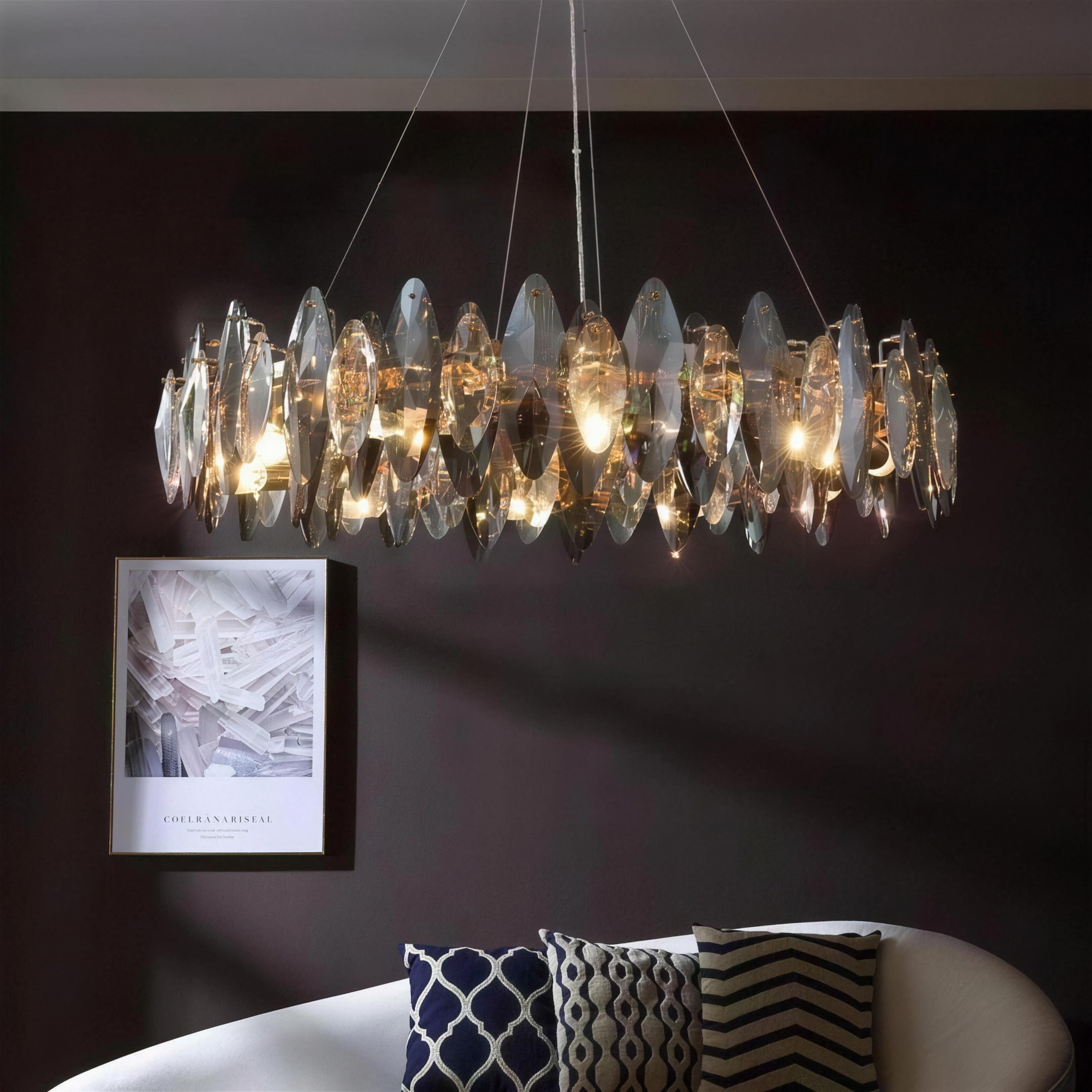 Ösedum Facet Crystal Chandelier in a living room